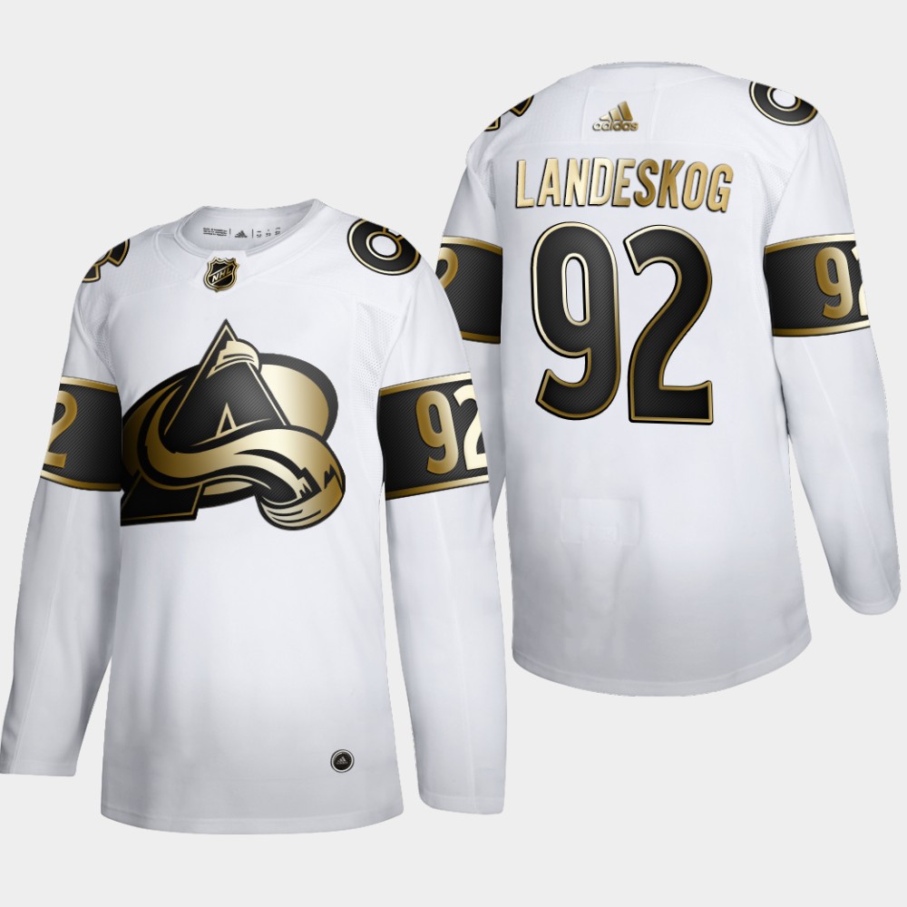 Colorado Avalanche #92 Gabriel Landeskog Men Adidas White Golden Edition Limited Stitched NHL Jersey